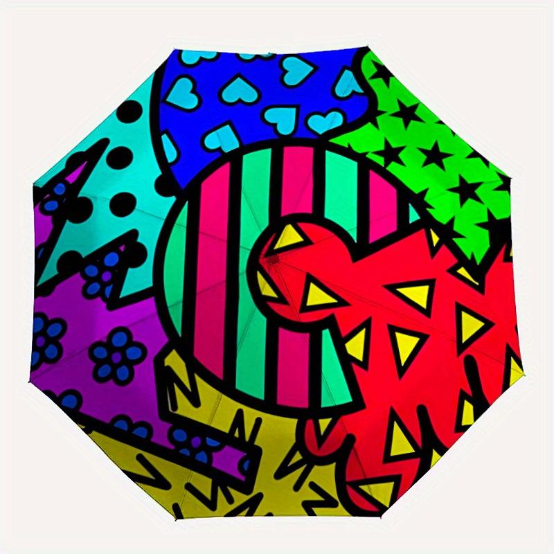 

1pc “C”Colorful Pattern Automatic Folding Umbrella, Portable & Foldable Design with 8 Ribs, Casual Outdoor Accessory yy250805063
