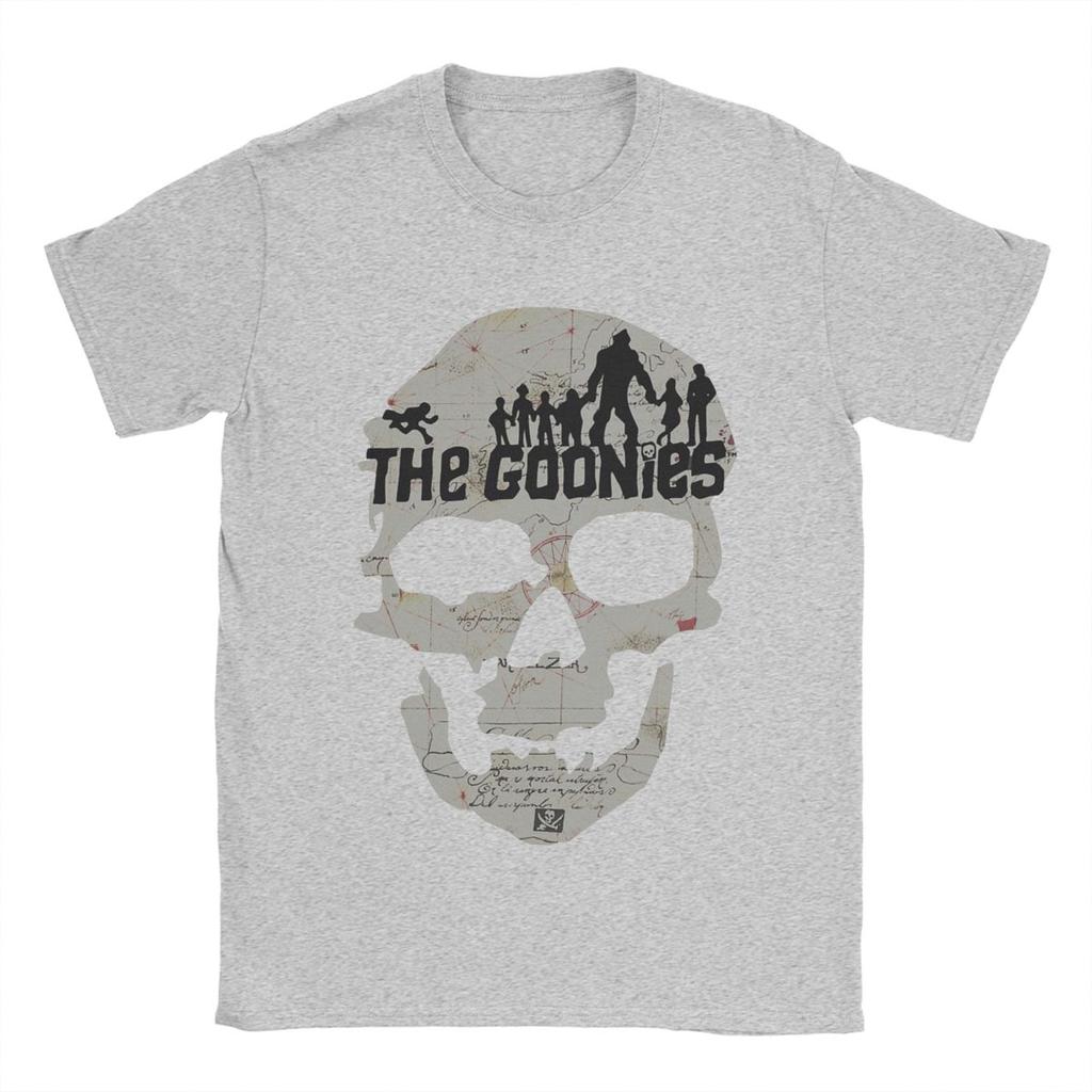 Men The Goonies Skeleton Map Poster T Shirts Pure Cotton Clothes Funny Short Sleeve O Neck Tee Shirt Plus Size T-Shirts