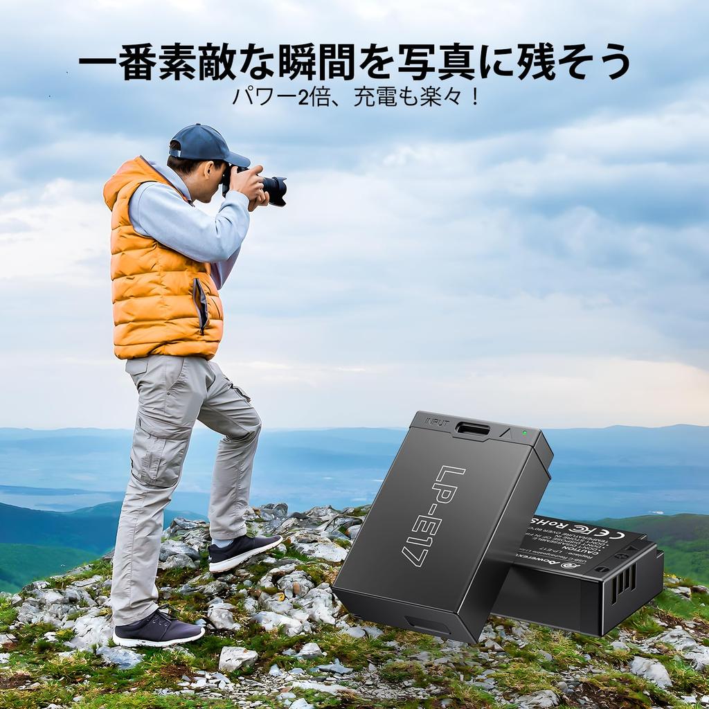 Compatible 1450mAh Compatible Canon Camera Replacement Compatible with Canon EOS EOS EOS and M6 Cameras LP-E17 Two-Pack Type-C 7.4V RP, 9000D, 8000D,