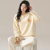 Milk Coffee Puppy Cartoon Pajamas Women's Spring and Autumn Plaid Long Suit Cotton Casual Can Be Worn Outside Women's Loungewear