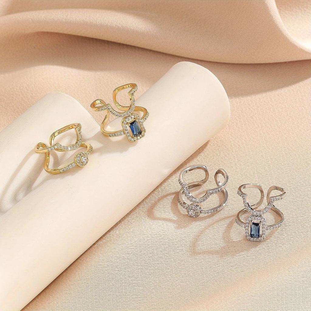 High-end Light Luxury Style Nail Art Wearable Nail 18k Gold-plated Geometric Zircon Creative Design Personality Accessories