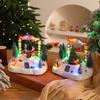 Resin Music Box Ornaments Christmas House European Style Igloo Ski Children Music LED Lights Creative Christmas Gifts
