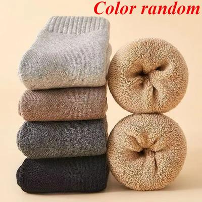 4 Pairs Men Winter  Thick  Wool Socks  Warm Snow Socks Thermal Cashmere  Fleece Socks Plush Sports Socks Male Women Socks