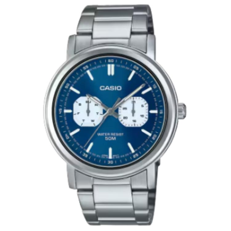CASIO STANDARD Quartz Movement Stainless Steel Strap Watch Men s Watches Blue Dial MTP-E335D-2E1V Blue Dial