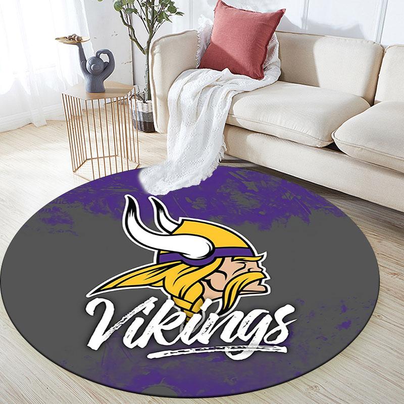 Minnesota Vikings3,Round Area Rug,Carpet Rug for Living Room Bedroom Sofa Playroom Decor,Non-slip Floor Mat