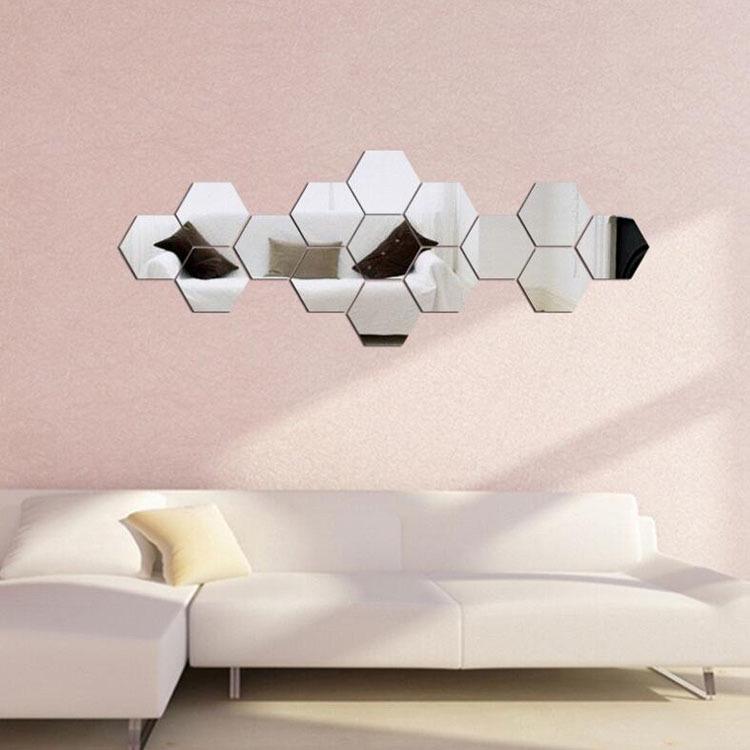 DIY Hexagonal Acrylic 3D Wall Mirror Sticker for Living Room & Staircase Décor