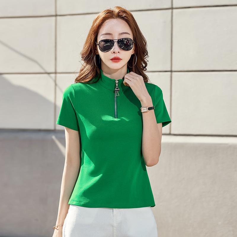 Women's Summer Slimming New POLO Collar Short Sleeved Top