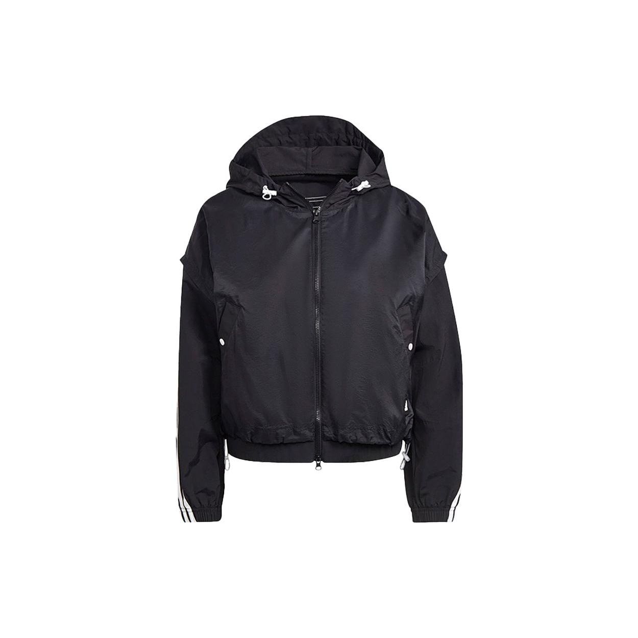 adidas Women s Future Icons 3-Stripes Woven Hooded Track Jacket Black HA0812 L