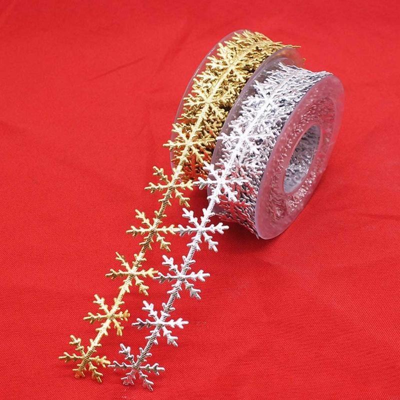 Creative Christmas Ribbon Lace Trims Golden Silver for Wedding Party Decorat X3UC