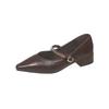 Spring and Autumn New French Retro Thick Heel Chain Mary Jane Women's Single Shoes Pointed Shallow Mouth One-word Buckle Granny Shoes
