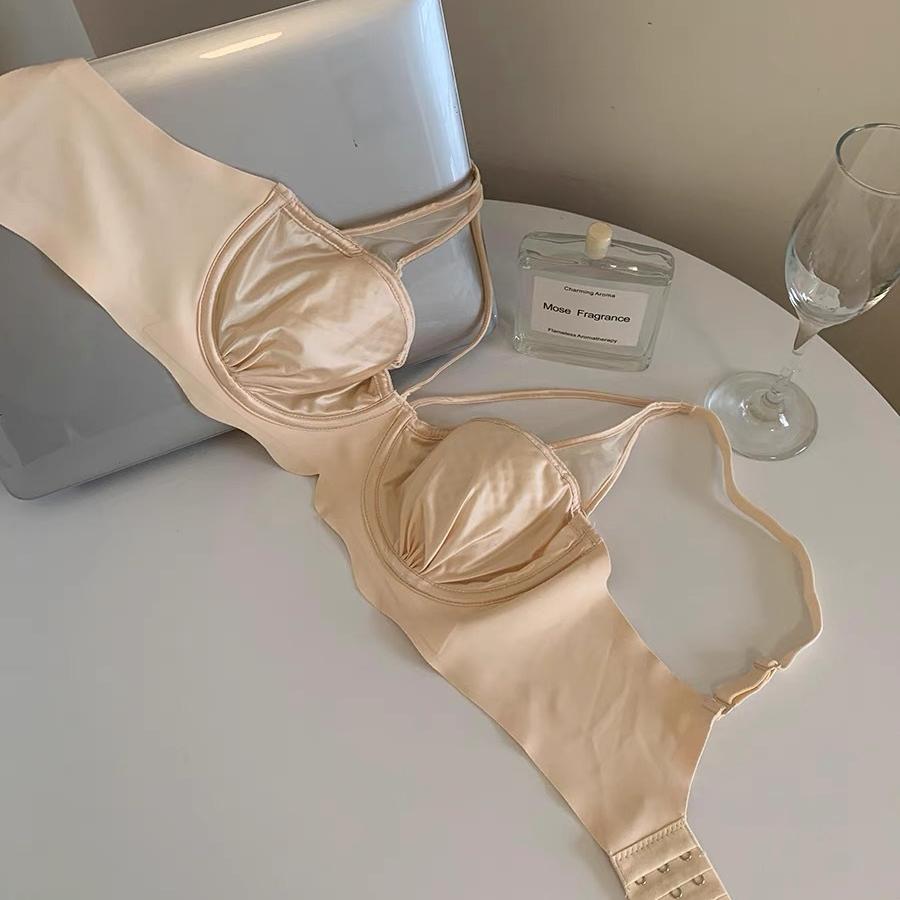 Sexy BH im französischen Stil für Damen Satin Nahtloser BH Dünne Häschenohrschale Weicher Bügel-BH Atmungsaktives Top Stütz-BH für Damen