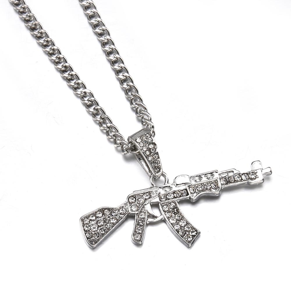 Fashion Choker Necklaces for Women 2025 Gun Cross Pendant Crystal Rhinestone Chain Necklace Women Men Punk Chains Jewelry Gift