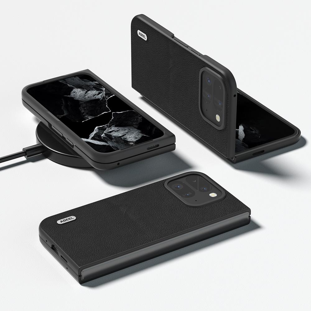 ABEEL For Google Pixel 9 Pro Fold 5G Case Genuine Cow Leather Hard PC Phone Cover