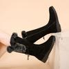 Tall Snow Boots New Year's New Suede Thick-soled Non-slip Medium Boots Warm Velvet Cotton Shoes