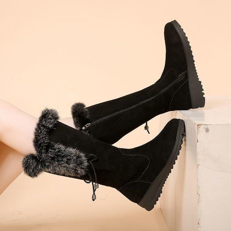 Tall Snow Boots New Year's New Suede Thick-soled Non-slip Medium Boots Warm Velvet Cotton Shoes