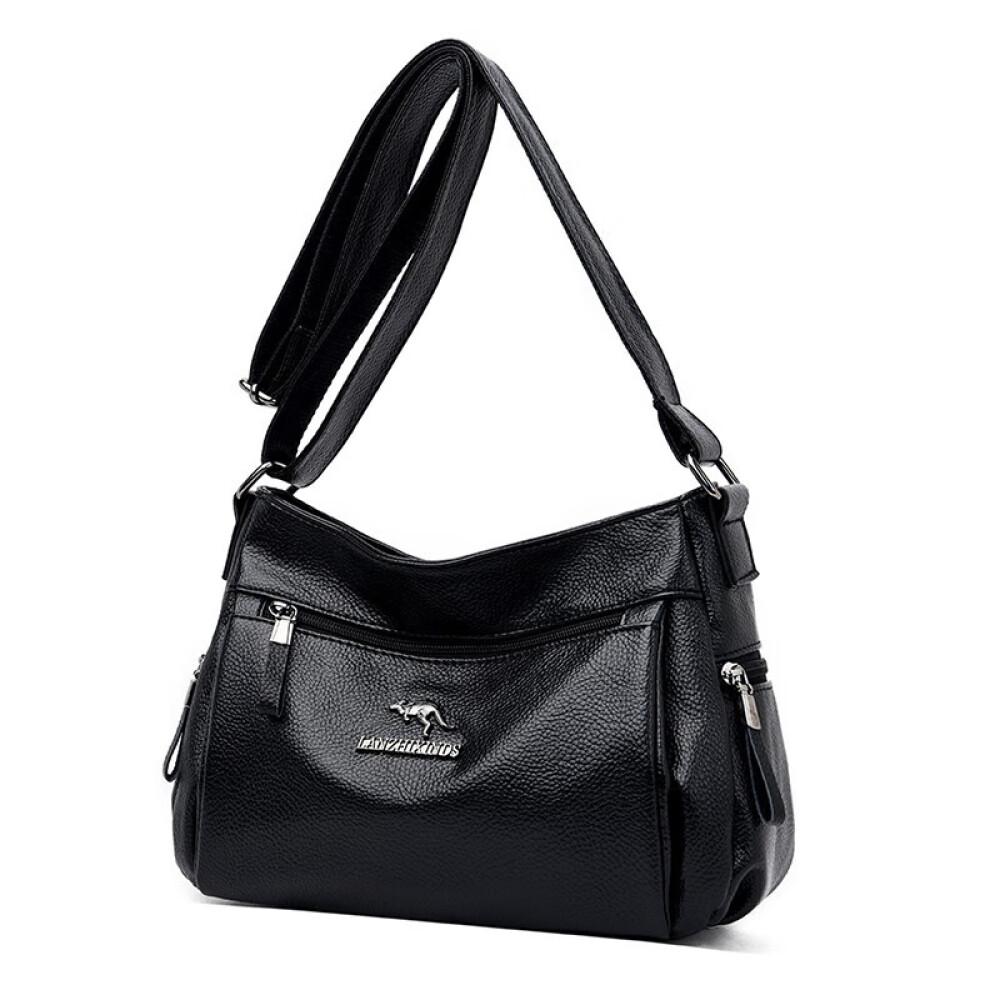 

Новая универсальная сумка из мягкой кожи большой вместимости, сумка через плечо из воловьей кожи на одно плечо, длина 28 см, ширина 12 см, высота 20 см чёрный