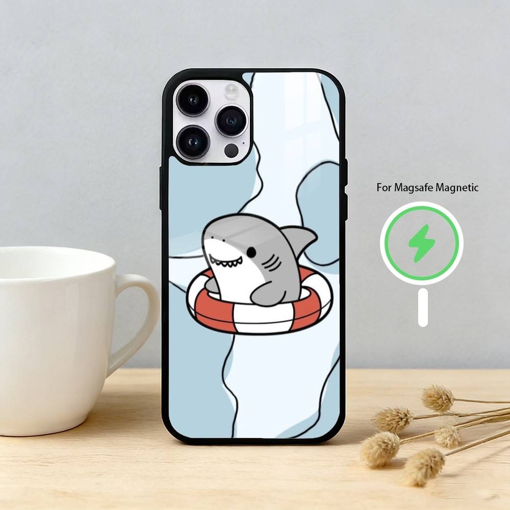 S-Shark F-Face Phone Case For iPhone 17/16/15/14/13/12/Plus/Pro/Max for Magnetic Wireless Charging