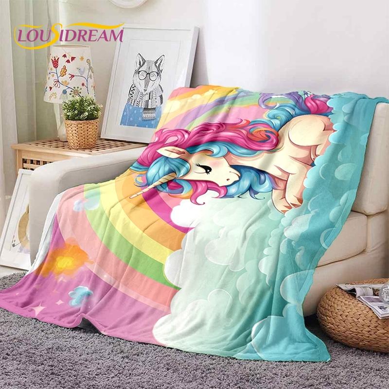 3D Cute Dream Unicorn Cartoon Girl  Soft Blankets,Keep Warm Throw Blanket Comfortable Blanket for Picnic Beds Sofa Home Bedroom