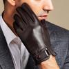 1pair Soft PU Anti-cold Gloves  Men Finger Mittens Black Thickened Gloves  Couple