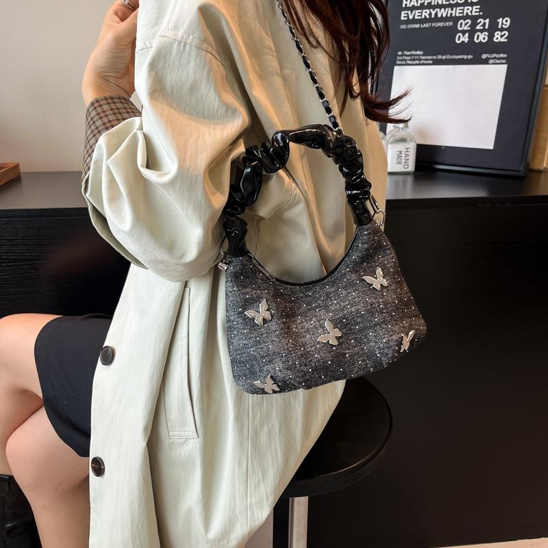 High-end niche bag women's summer new fashion chain messenger bag pleated portable dumpling bag
