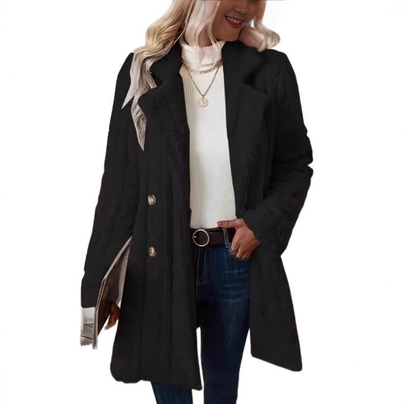 2026 Warm Wool Double-Breasted Plush Overcoat with Suit Collar - Comfortable European & American Style