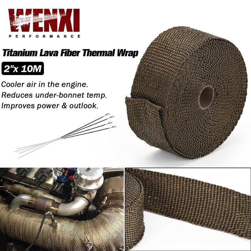 2 x 10meter Premium Exhaust Heat Wrap Manifold Wrap Titanium Lava Fiber Thermal Heat Wrap + 4 pcs Ties WX1910T