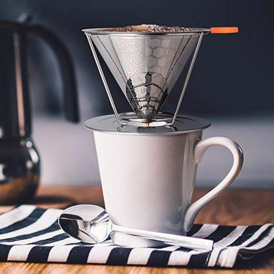 Honeycombed Stainless Steel Coffee Filter Reusable Pour Over Dripper Cone Filter