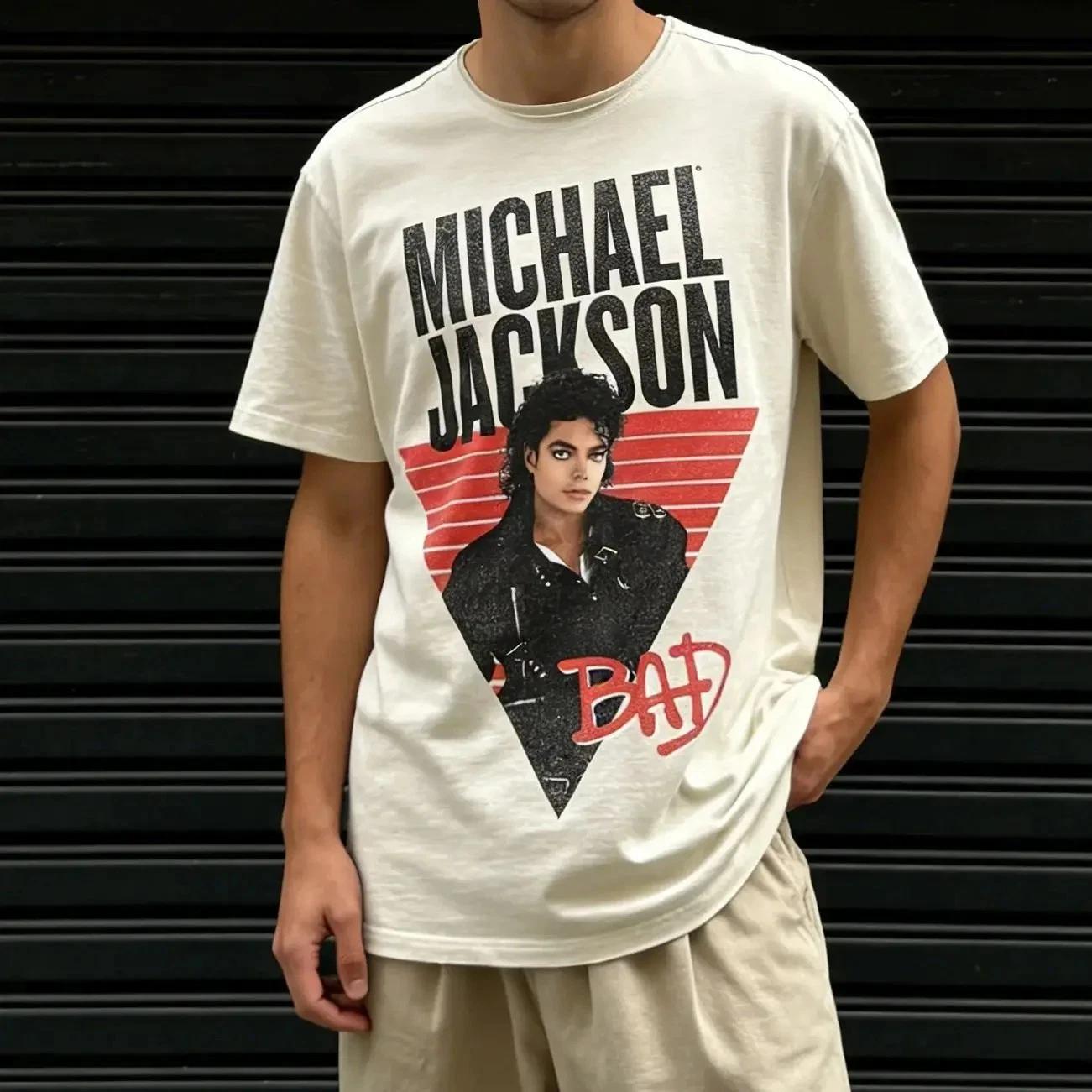 Michael Jackson MJ Bad Off The Wall Cotton T-Shirt History King of Pop Shirt L