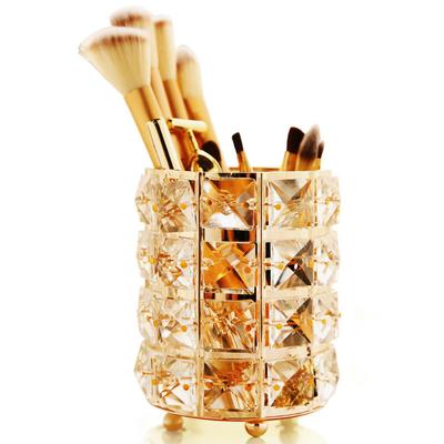 Štětce na make-up Organizér Crystal Bling Zlatý kosmetický štětec Držák na tužky Držák na svíčku Úložná krabička