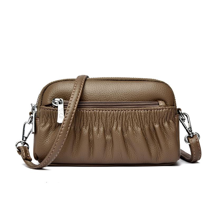 Modische Single-Shoulder Crossbody Clutch Weiches Leder Plissiert Retro Wolke Mama Tasche