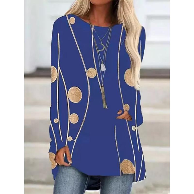 

Fashion Woman Tshirt Geometric Pattern 3d Print Oversized Long Sleeve T-shirt Women Long Striped Tops Tees Lady Tunics Clothes XL