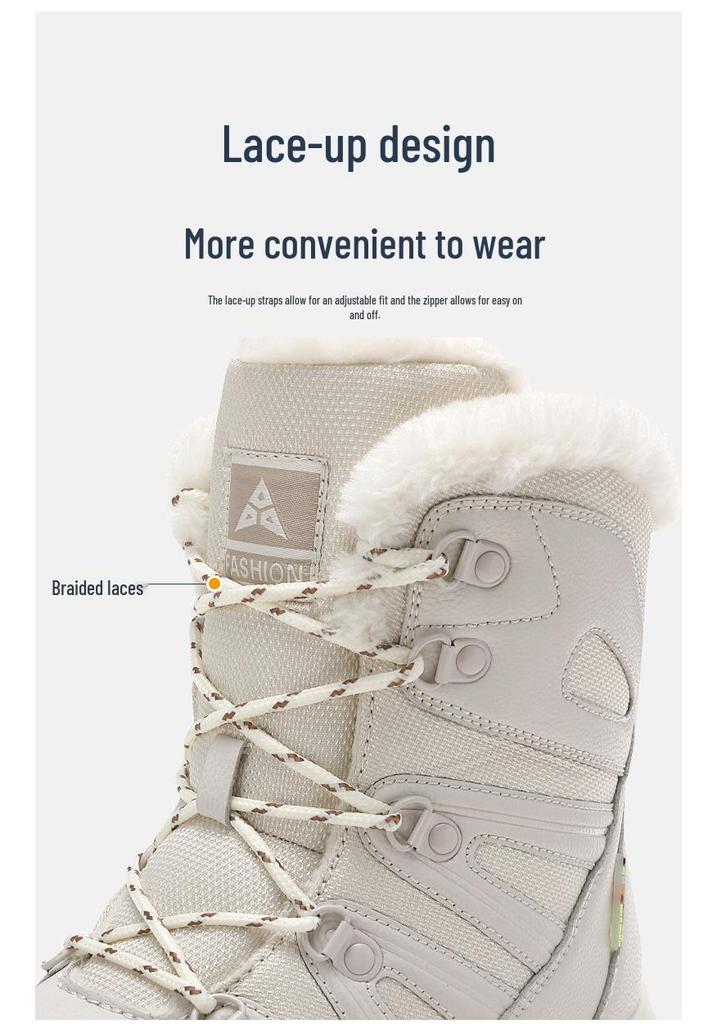 Women's Winter Mountaineering Boots - Warm, Thickened, Plus Velvet Snow Shoes for Outdoor Use.