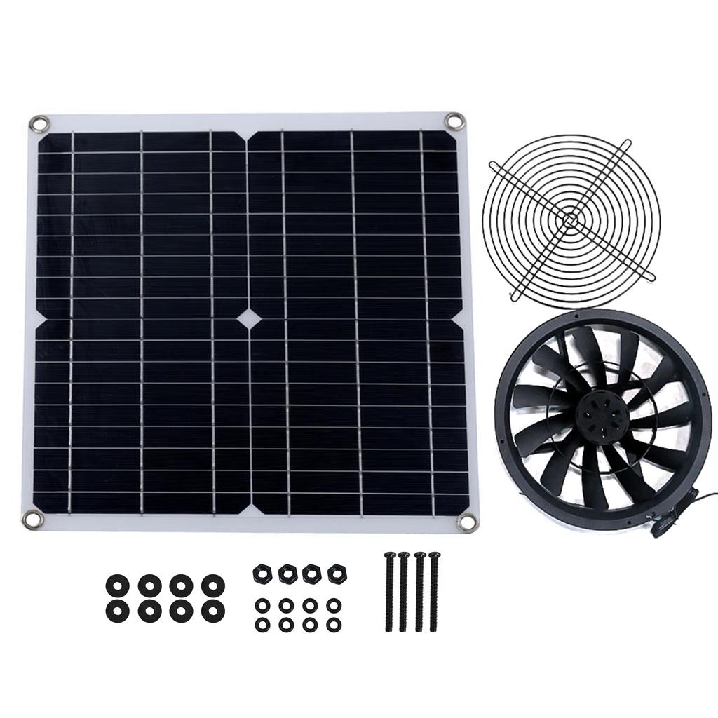 9.8in Solar Exhaust Fan with Solar Panel Portable Vent Fan Kit IP65 Waterproof with 8.2Ft Cable