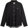 Vintage Classic Cotton Letter Solid Color Polo Button Loose Denim Long Sleeve Shirt Men Shirts Black J327342