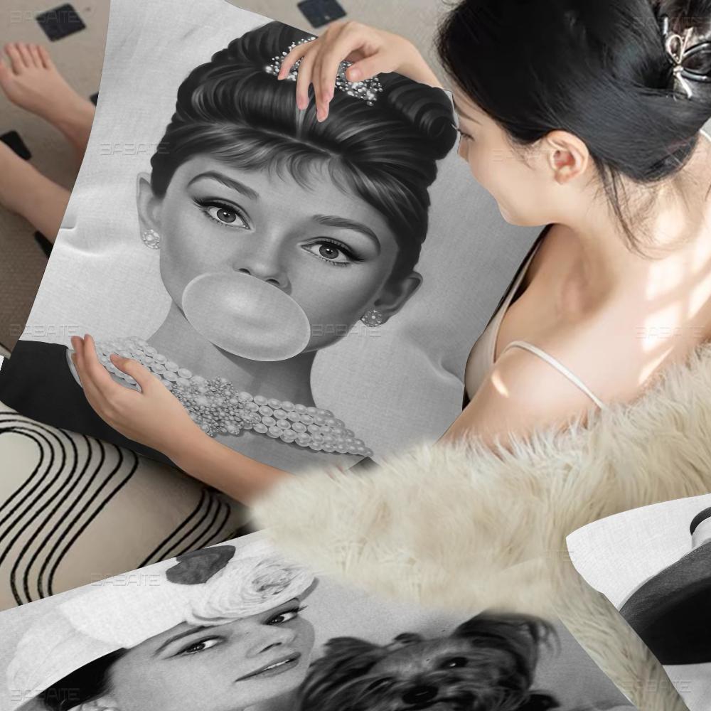 Audrey Hepburn Pillow Gift Home Office Decoration Bedroom Sofa Car Cushion Cover Case 45x45