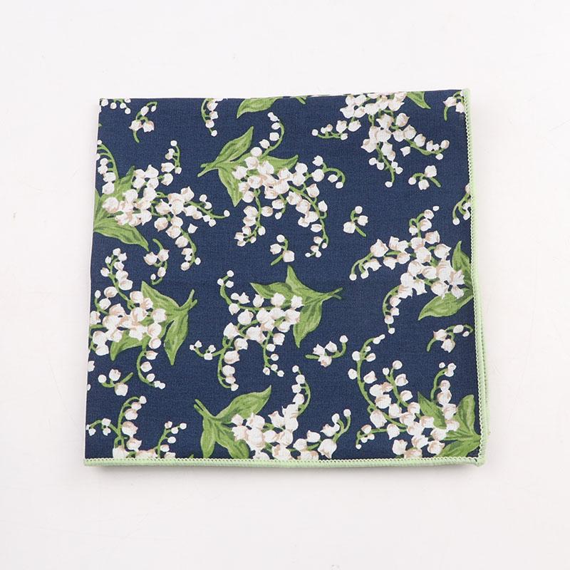 25cm Vintage Floral Cartoon Printed Handkerchief Cotton Women Men Wedding Suits Pocket Square Adult Gift Accessory High Quality