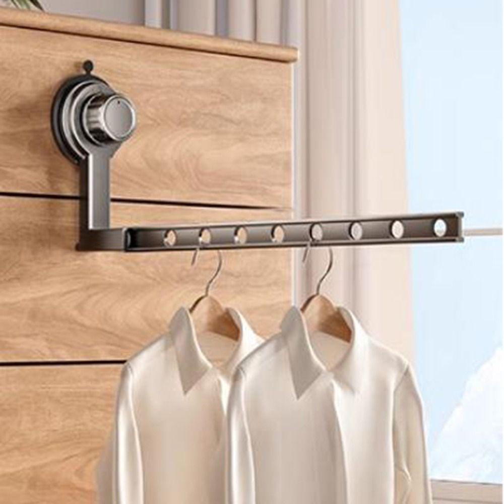 Non-Punching Suction Cup Clothes Drying Rack Wall-mounted Retractable Laundry Rack  Travel