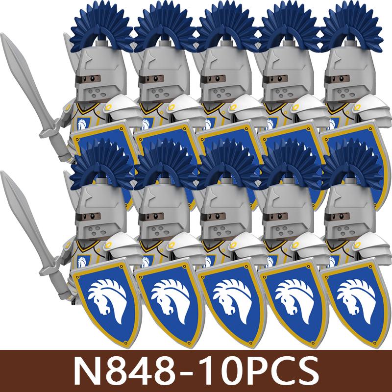 Château Médiéval Soldat Armée Blocs de Construction Château Militaire Corbeau Cheval Serpent Chevalier Guerrier Infanterie Accessoires Briques Jouets