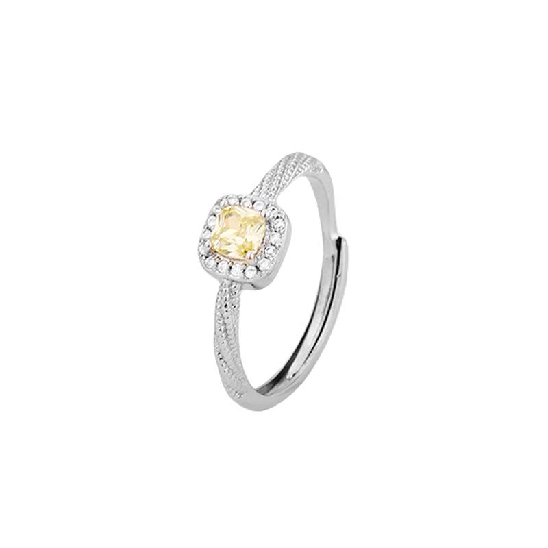 Artselect Ring Twist With Red Square Candy Stone White Plated Gold
