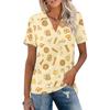 Women Casual V Neck Short Sleeve Oktoberfest Print Polo Shirt Lightweight Soft Fabric Relaxed Fit Summer Top