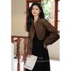 Women's Retro Brown Stand-Collar Short Leather Jacket
