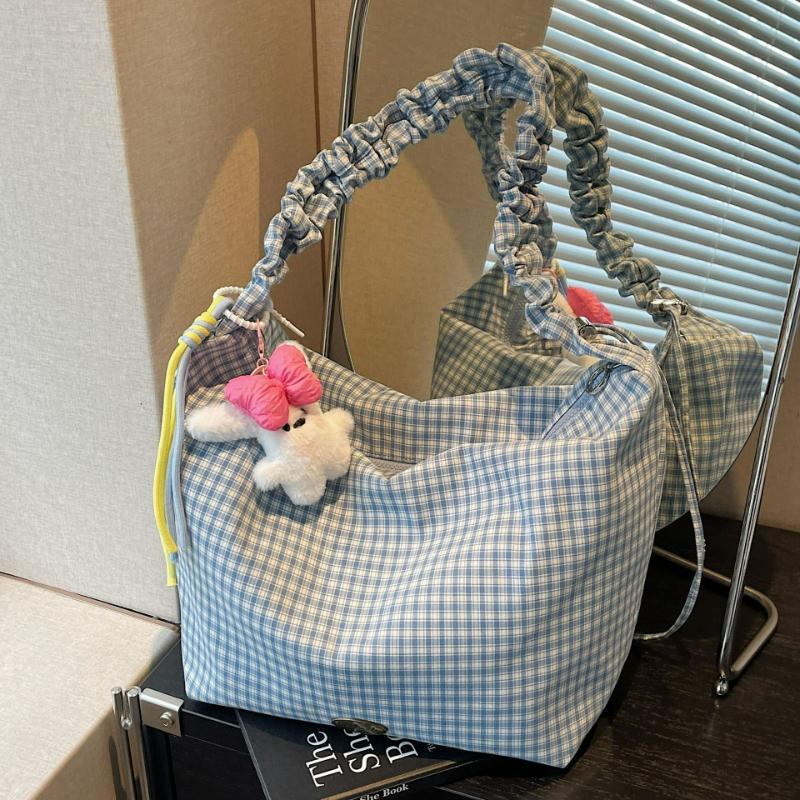 New Trendy Plaid Crossbody Bags for Women Large Capacity Tote Shoulder Bag Fashi Lazy Style Versatile Texture Storage Bags
