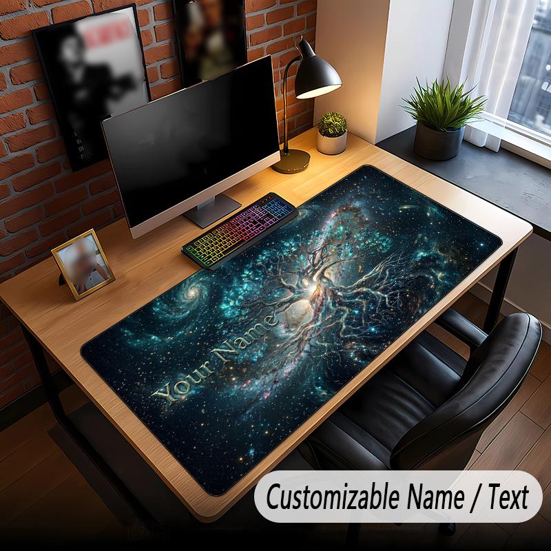 Space Cosmic Theme Custom Mouse Pad Personalized With Name Text Customized Desk Mat For Office Home Decor