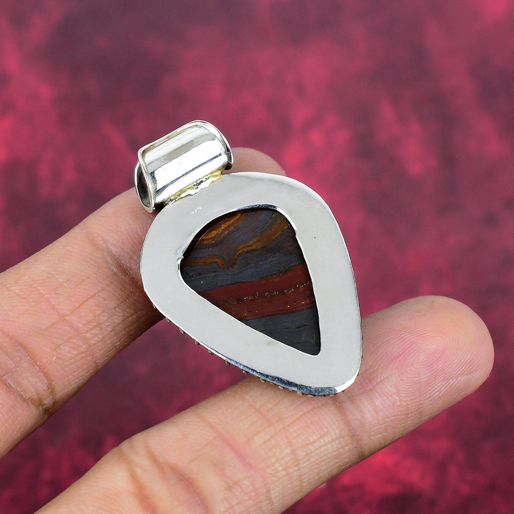 Iron Tiger Eye Pendant Gemstone Jewelry, 925 Solid Sterling Silver Pendant, Gift For Women Handmade Pendant