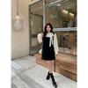 Kumikumi Graceful Flower Lace Tie Shirts Women Autumn Stacked Black Vest Dress