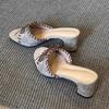 Mode Schleife Damen Hausschuhe Hohe Absätze Sommerschuhe Designer Frau Sandalen mit Absatz 2025 Neue Klobige Mode Pumps Kleid Zapatillas Mujer