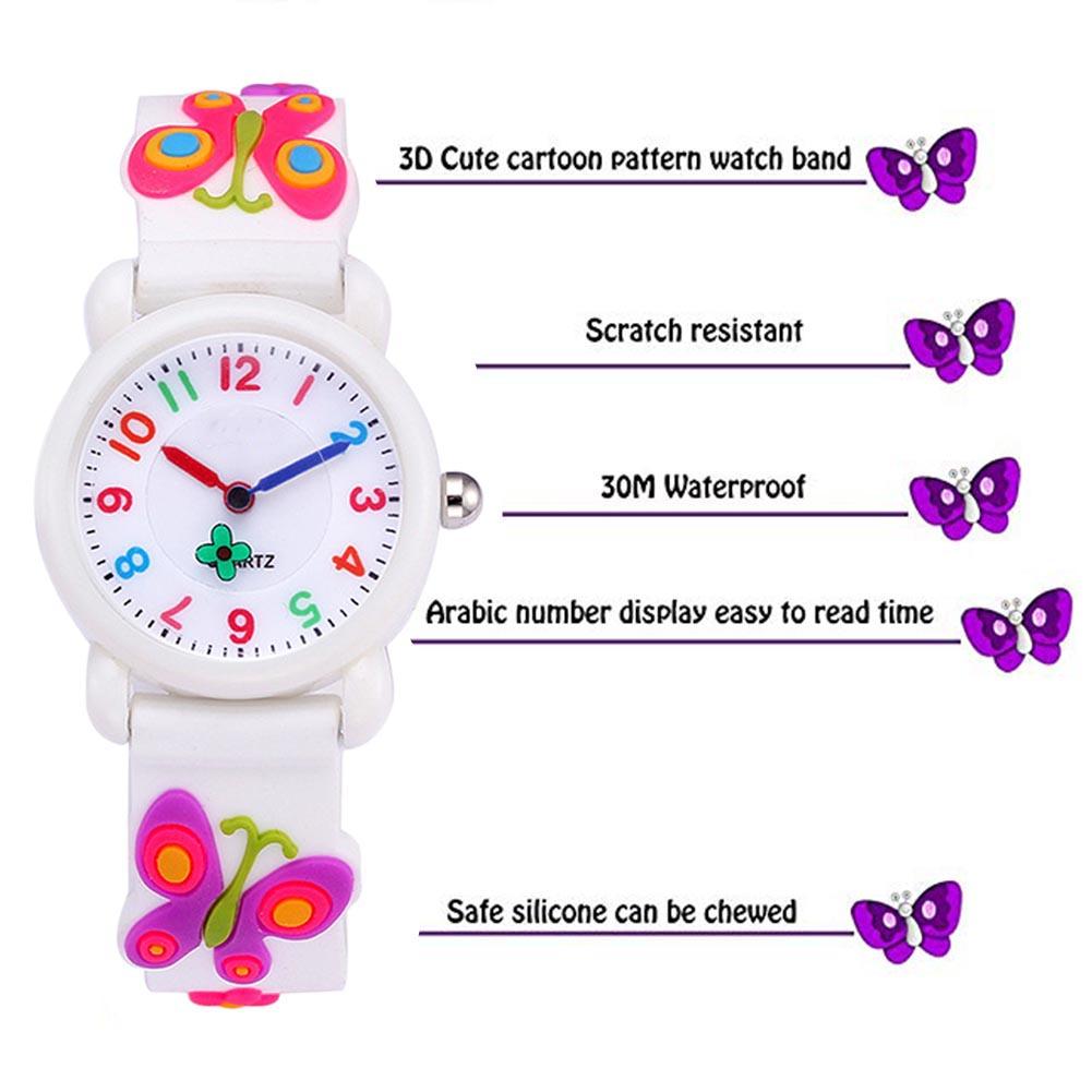 3D Lovely Cartoon Butterfly Watch for Kids Waterproof PVC Watch for Girl and Boy