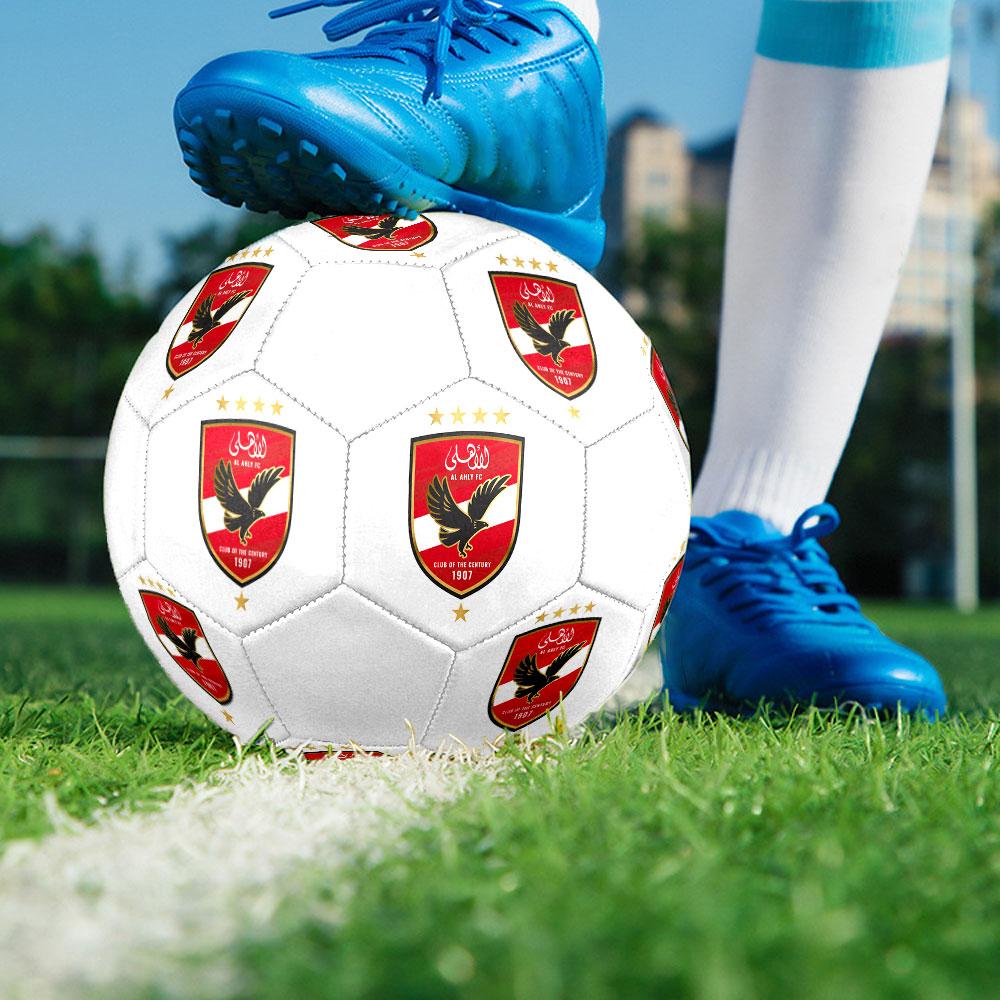 Al Ahly SC Size 5 Soccer Ball, Machine-Stitched PVC, Durable & High Bounce, All Ages Fit, Fan Merchandise, Matches & Outdoor Use.