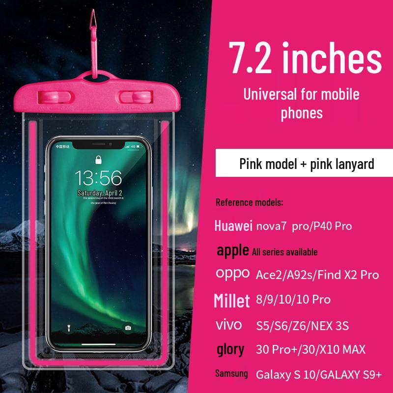 Luminous Waterproof Phone Case with Touch Screen for Swimming and Rafting.