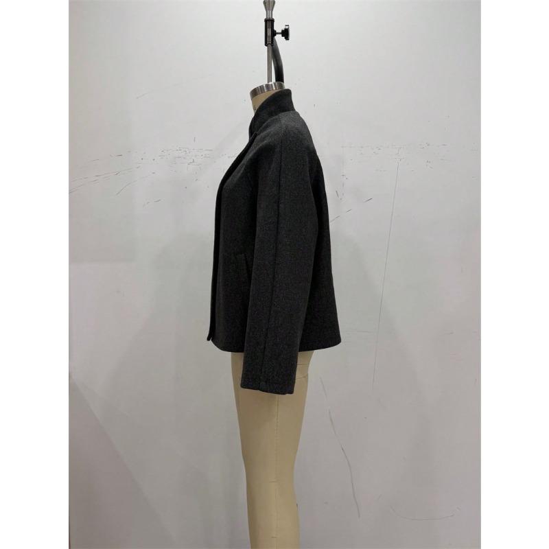 Women S Loose Long Sleeve Stand Collar Single Breasted Coat